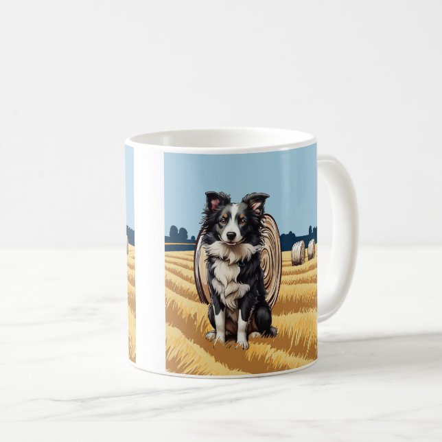Border Collie on Farm Coffee Mug (Front Right)