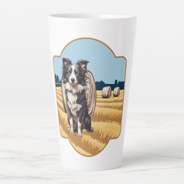 Border Collie on Farm Latte Mug (Front)