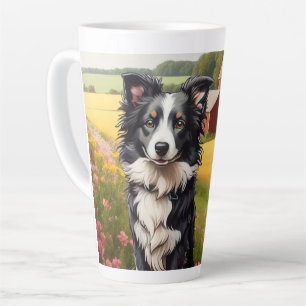 Border Collie on Farm Latte Mug