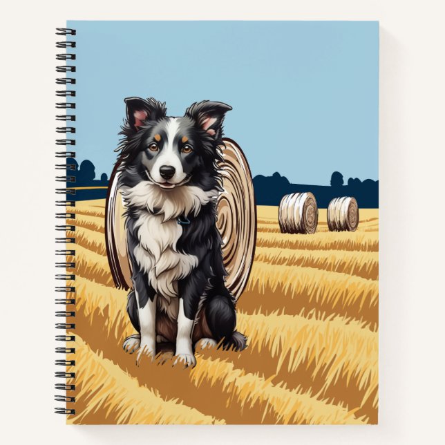 Border Collie on Farm Notebook (Front)