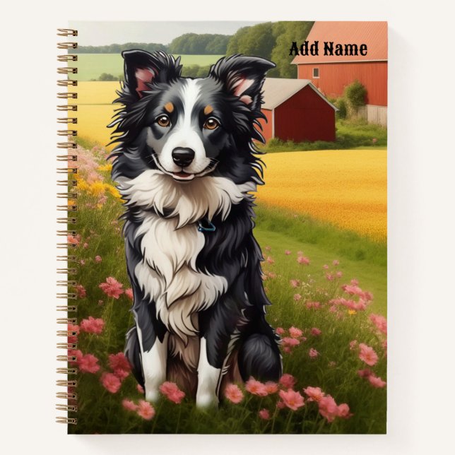 Border Collie on Farm Notebook (Front)