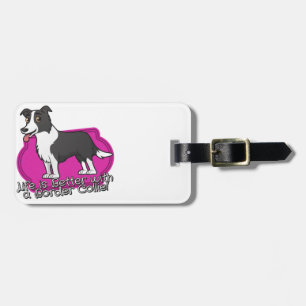 Border Collie on pink! Luggage Tag