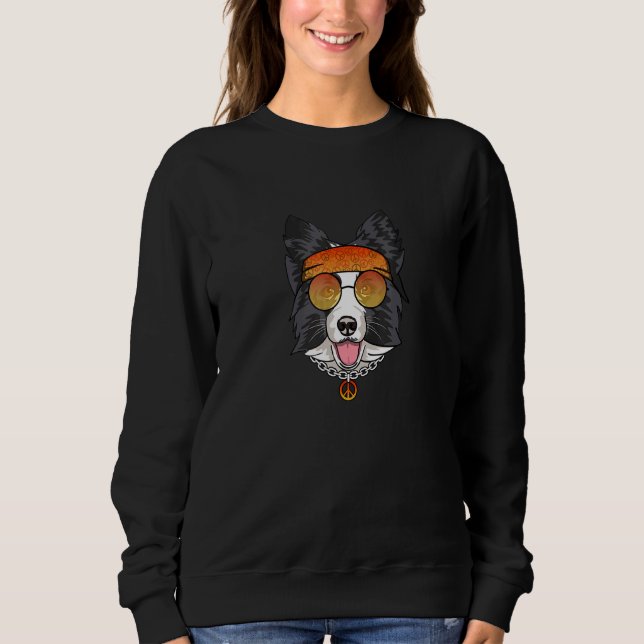 Border Collie Out Of 70s With Sunglasses Sweatshirt (Front)