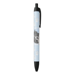 Border Collie Painting - Cute Original Dog Art Black Ink Pen