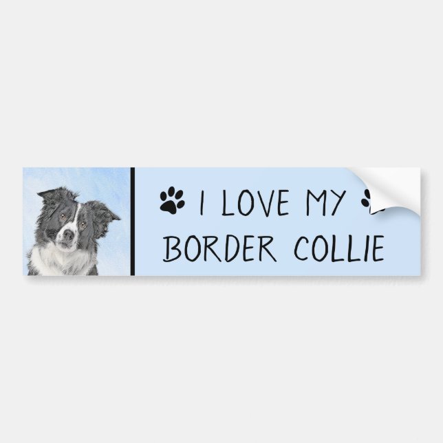 Border Collie Painting - Cute Original Dog Art Bumper Sticker (Front)