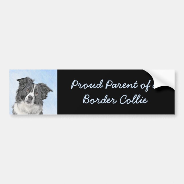 Border Collie Painting - Cute Original Dog Art Bumper Sticker (Front)