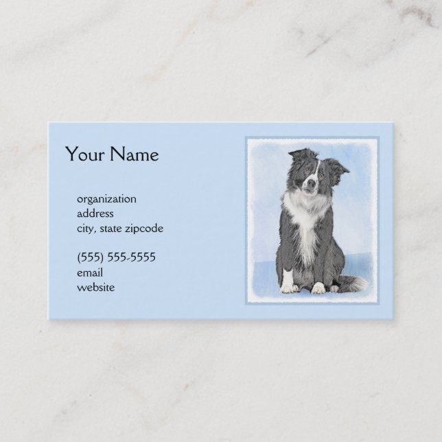 Border Collie Painting - Cute Original Dog Art Business Card (Front)