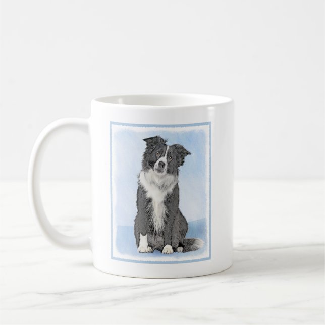 Border Collie Painting - Cute Original Dog Art Coffee Mug (Left)