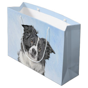 Border Collie Painting - Cute Original Dog Art Large Gift Bag