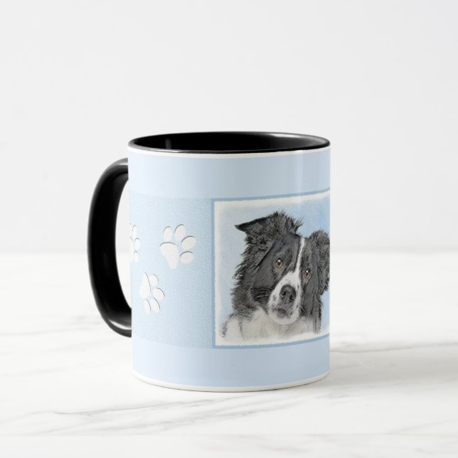 Border Collie Painting - Cute Original Dog Art Mug (Front Left)