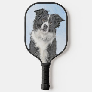 Border Collie Painting - Cute Original Dog Art Pic Pickleball Paddle