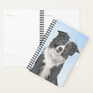 Border Collie Painting - Cute Original Dog Art Planner