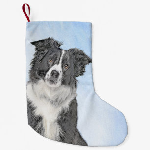Border Collie Painting - Cute Original Dog Art Small Christmas Stocking