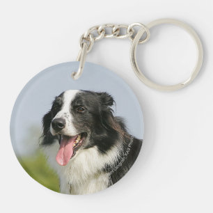 Border Collie Panting Standing Key Ring
