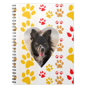 Border Collie Paw Print Love Heart Notebook