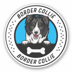 Border Collie Peeking Illustration Badge