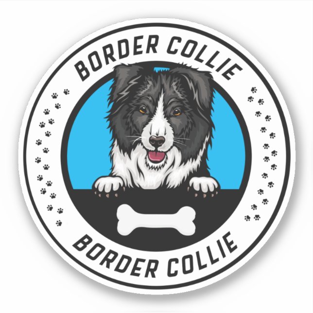 Border Collie Peeking Illustration Badge (Front)