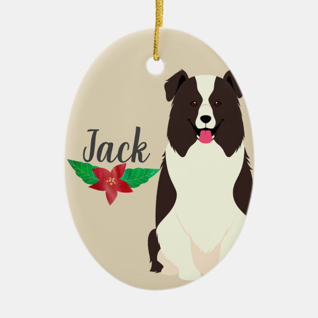 Border Collie Personalised Ceramic Ornament (Front)