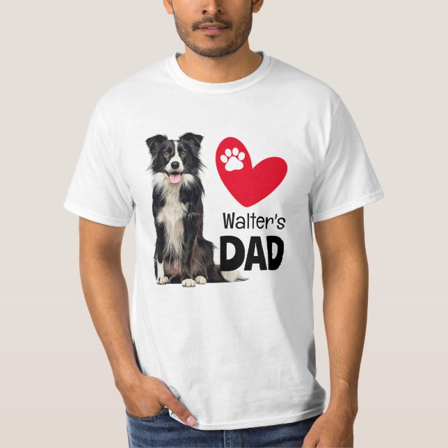 Border Collie Personalised Dad T-Shirt (Front)
