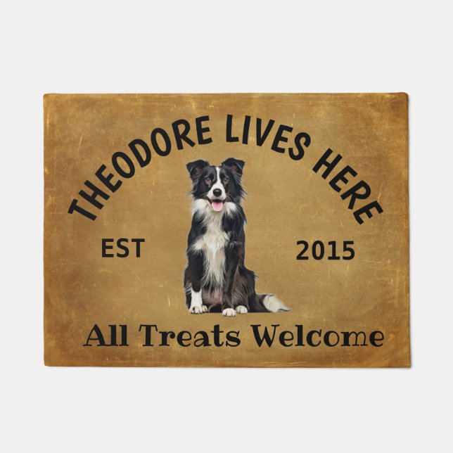 Border Collie Personalised Dog Lover Doormat (Front)