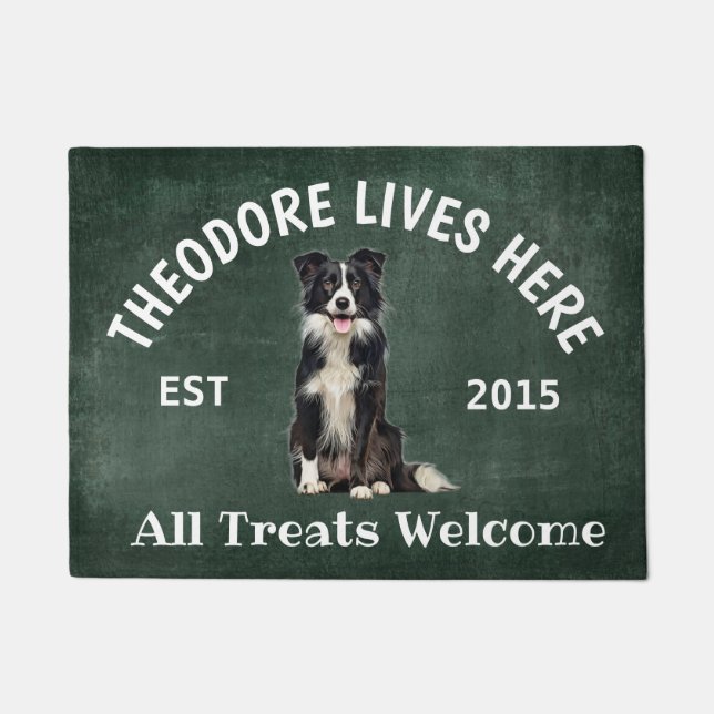Border Collie Personalised Dog Lover Doormat (Front)