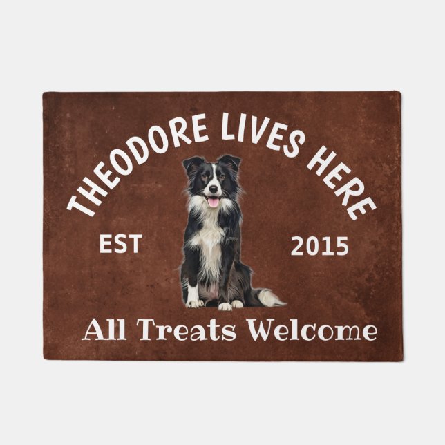 Border Collie Personalised Dog Lover Doormat (Front)
