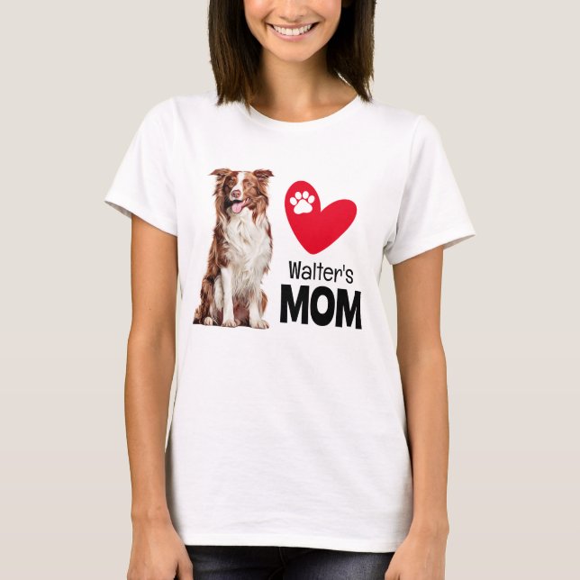 Border Collie Personalised Mum T-Shirt (Front)
