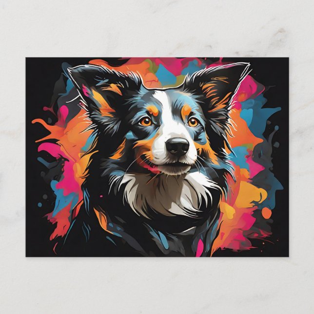 Border Collie Pet Vibrant Postcard (Front)