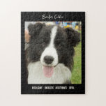 Border Collie Photo Dog Breed Jigsaw Puzzle<br><div class="desc">A photo of a beautiful black and white Border Collie,  with the breed name across the top and a few words describing the breed temperament makes a great gift for any dog owner and lover.</div>