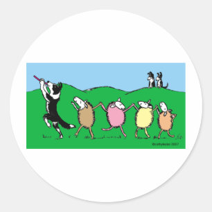 Border Collie Pied Piper Classic Round Sticker