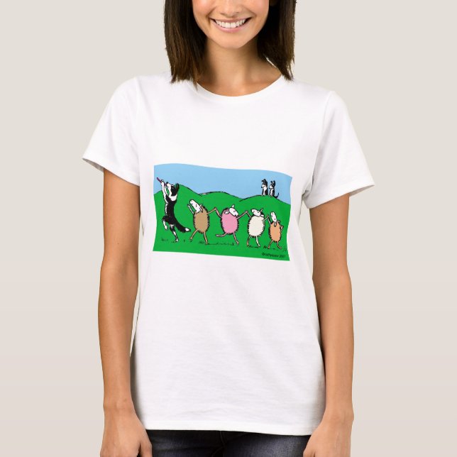 Border Collie Pied Piper T-Shirt (Front)