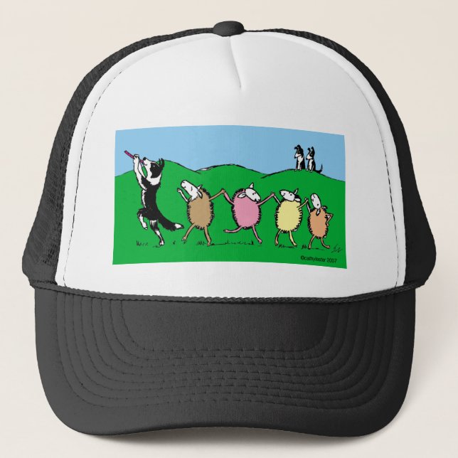 Border Collie Pied Piper Trucker Hat (Front)