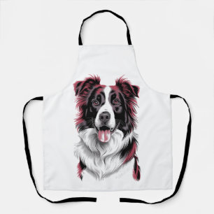 Border Collie Portrait in Vibrant Detail for Dog Apron