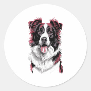 Border Collie Portrait in Vibrant Detail for Dog Classic Round Sticker