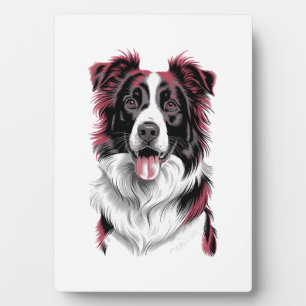 Border Collie Portrait in Vibrant Detail for Dog Plaque