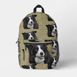 Border collie printed backpack