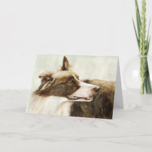 "Border Collie Profile" Art Greeting Card