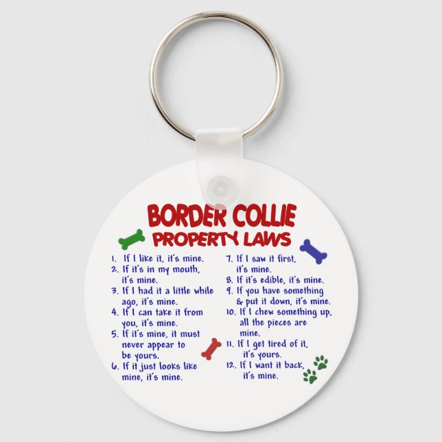 BORDER COLLIE Property Laws 2 Key Ring (Front)