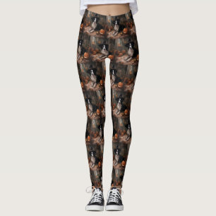 Border Collie Pumpkins Halloween Scary  Leggings