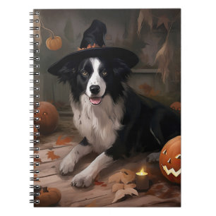 Border Collie Pumpkins Halloween Scary  Notebook