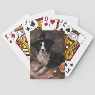 Border Collie Pumpkins Halloween Scary Playing Cards