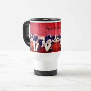 Border Collie Puppies In Drawer Personalised  Travel Mug