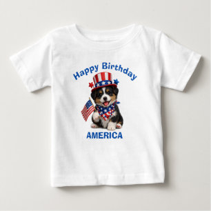 Border Collie Puppy (2r) Patriotic Kid T-Shirt