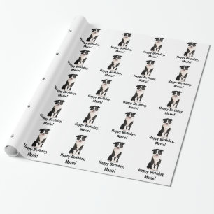 Border Collie Puppy Name Customisable Wrapping Paper