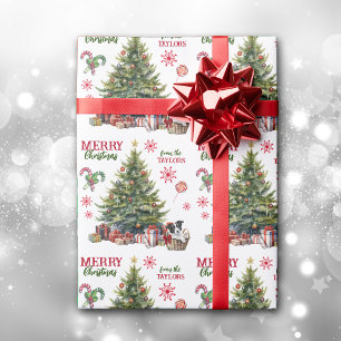 Border Collie Puppy Under the Christmas Tree Wrapping Paper