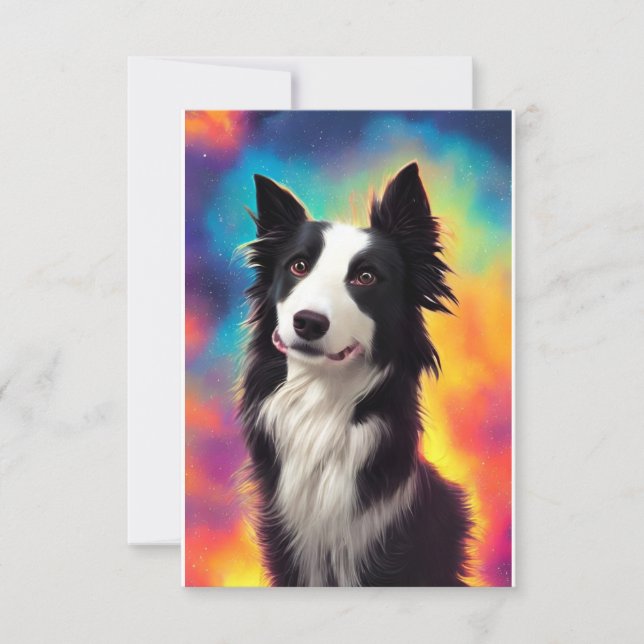 border collie rainbow bg thank you card (Front)