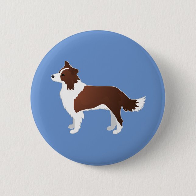 Border Collie Red Dog Breed Side View Silhouette 6 Cm Round Badge (Front)