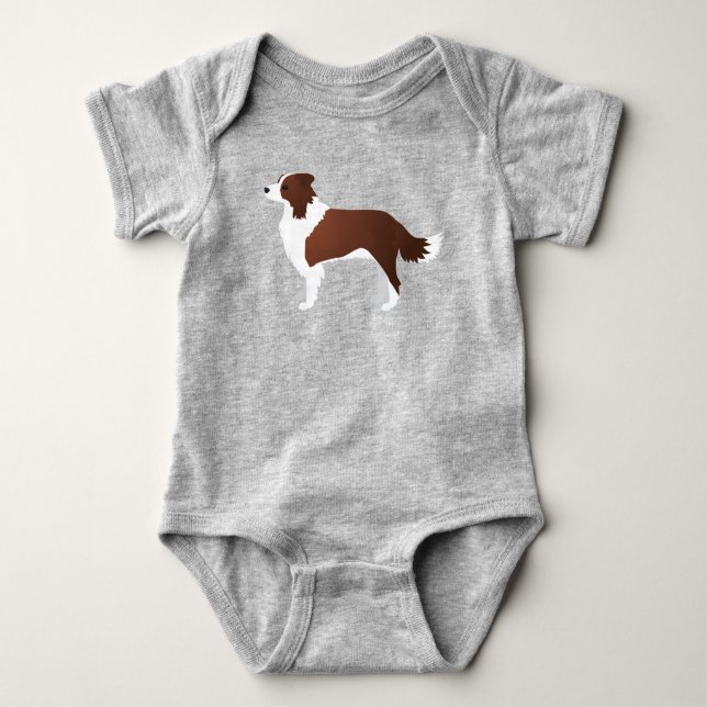 Border Collie Red Dog Breed Side View Silhouette Baby Bodysuit (Front)