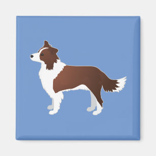 Border Collie Red Dog Breed Side View Silhouette Magnet