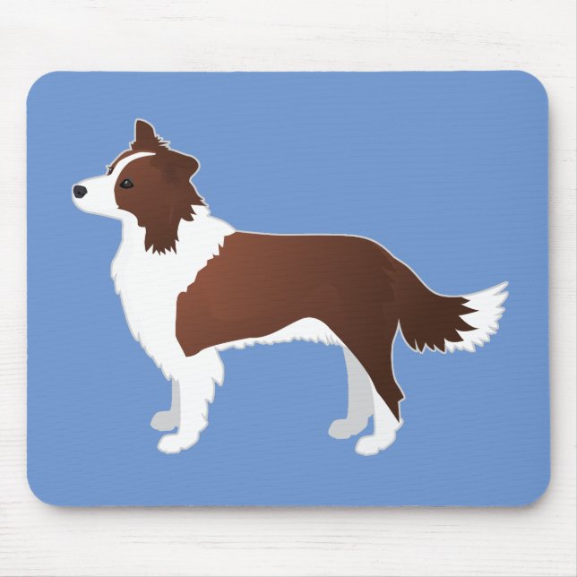 Border Collie Red Dog Breed Side View Silhouette Mouse Pad (Front)